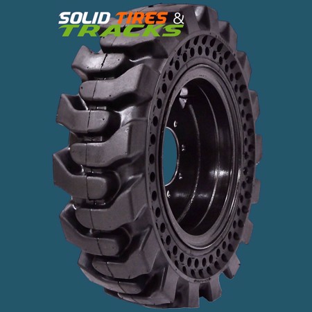 Solid Rubber Tires 10-16.5 with 6 lug rims